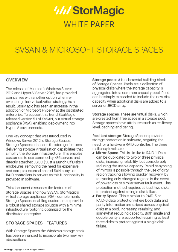 SvSAN & Microsoft Storage Spaces SvSAN & Microsoft Storage Spaces white paper