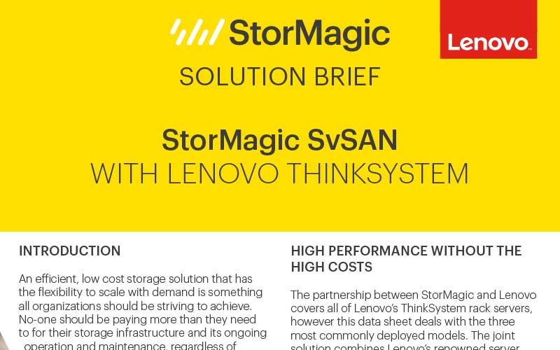 StorMagic SvSAN with Lenovo ThinkSystem servers