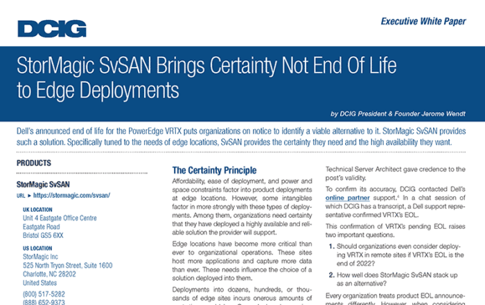Dell PowerEdge VRTX EOL & StorMagic SvSAN Comparison