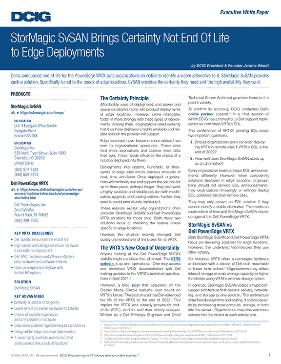 Dell VRTX EOL end of life alternatives