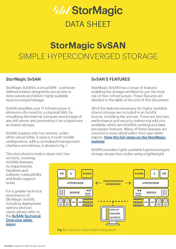 StorMagic SvSAN Data Sheet