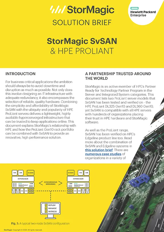 StorMagic SvSAN & HPE ProLiant Solution Brief