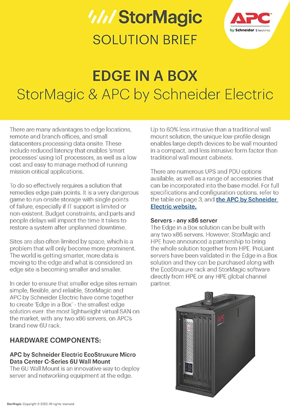 StorMagic SvSAN & APC Edge-in-a-Box Solution Brief