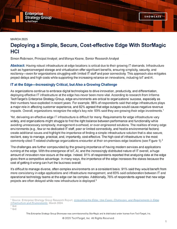 ESG Showcase Deploying a Simple, Secure, Cost-effective Edge